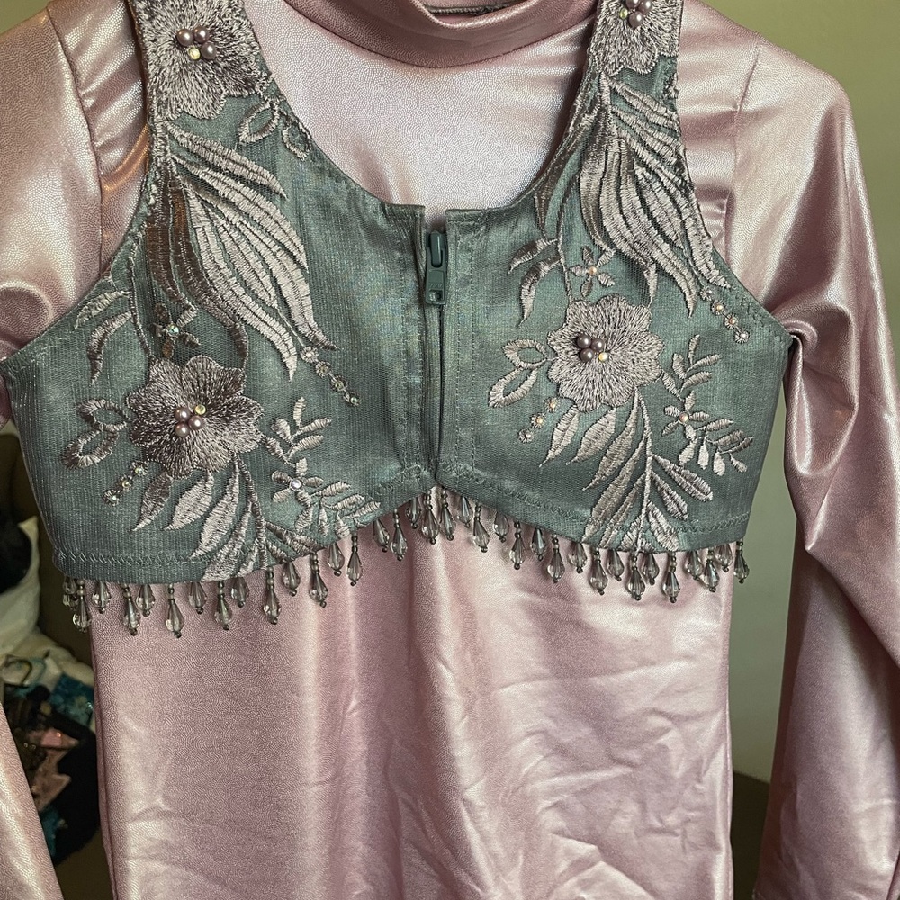 Pink and Gray Horsemanship Show Vest with Slinky